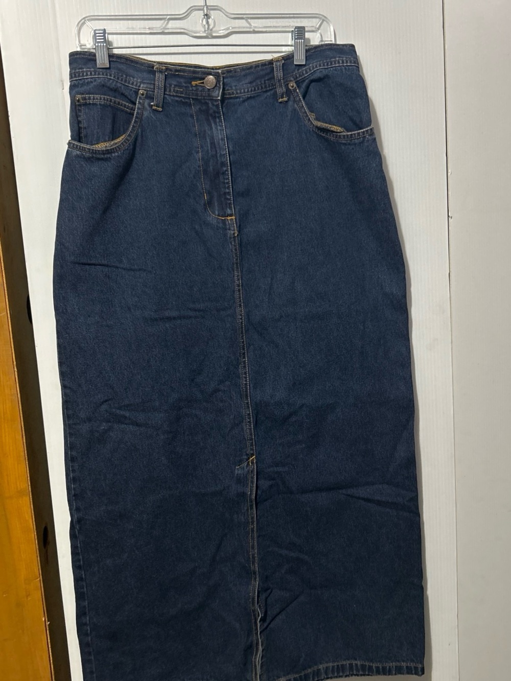 bill blass Dark Blue Denim Maxi Skirt